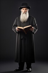 Wise Jewish Rabbi in Traditional Attire, AI Generated