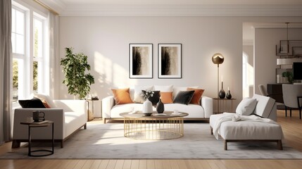 Fototapeta na wymiar Exquisite interior of modern living room 