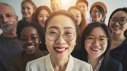 Generative AI : Diversity, portrait selfie and business women teamwork, global success or group empowerment in office leadership. 
