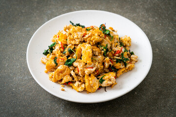 stir-fried egg with Thai basil and chilli