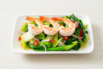 Spicy Chinese Kale Salad with Shrimp