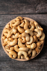 roasted salted cashew nuts on table.