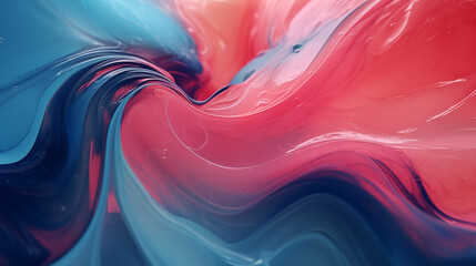 Abstract background of swirling liquid acrylic resin in blue and pink colors - obrazy, fototapety, plakaty