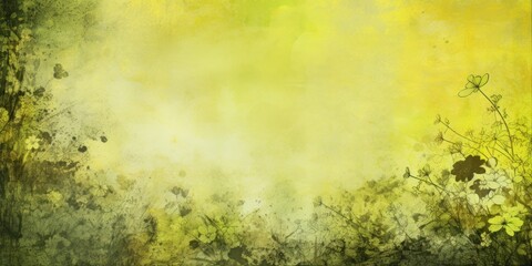 chartreuse abstract floral background with natural grunge textures
