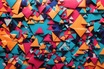 Digitally Textured Abstract Background With Colorful Triangles,  created by ai generated