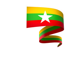 Myanmar flag element design national independence day banner ribbon png
