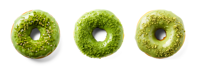 Delicious green tea donuts on a transparent background
Delicious green tea donuts on a transparent background
