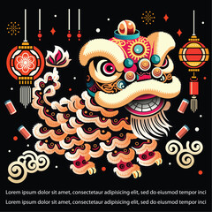 Chinese New Year  Banner and Greeting Card. Vector Illustration
