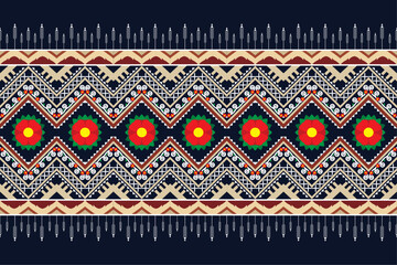 Ethnic fabric patterns, ethnic fabric patterns designed with geometric patterns combined with natural flowers for textiles and tailoring. Vector illustration.