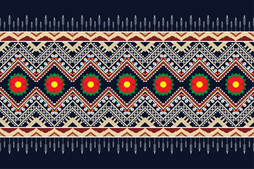 Ethnic fabric patterns, ethnic fabric patterns designed with geometric patterns combined with natural flowers for textiles and tailoring. Vector illustration.