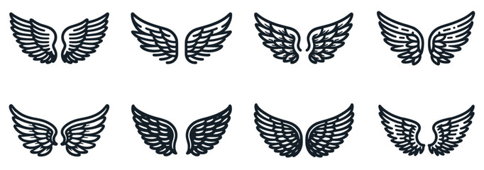 Sequential Angel Wing Patterns Vector Collection