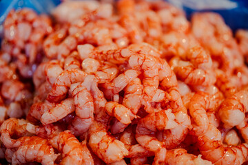 Shelled fresh shrimps.