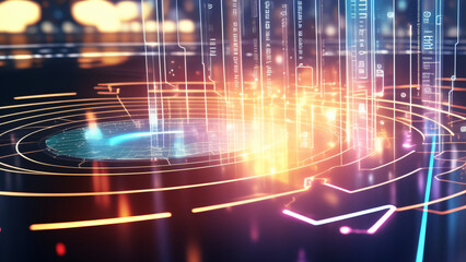 Fototapeta premium hologram of business graph on blurred modern background