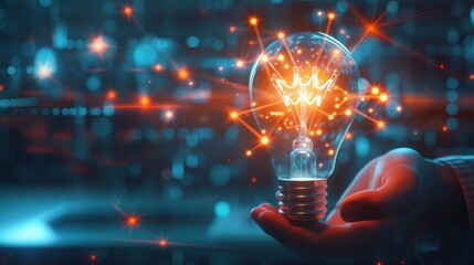 Futuristic Strategy business planning ideas : Glowing Light Bulb
