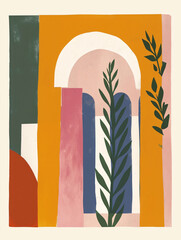 vintage silk screen mediterranean art