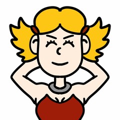 cartoon doodle woman with hands in hips