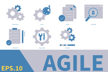 Agile development software icons set . Agile development software pack symbol vector elements for infographic web