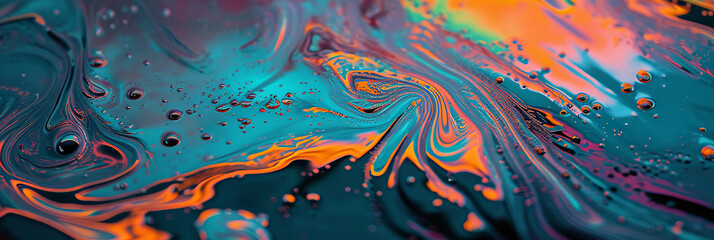 abstract of oil spill on surface water background, generative AI