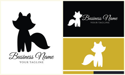 silhouette fox vector logo template