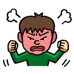 怒る男の子　イラスト
