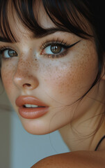 Close-up of a brunette with make-up on