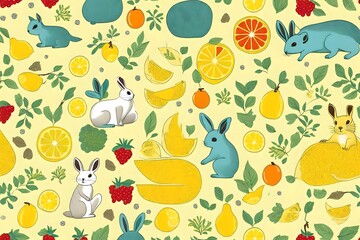seamless pattern with easter rabbits.
