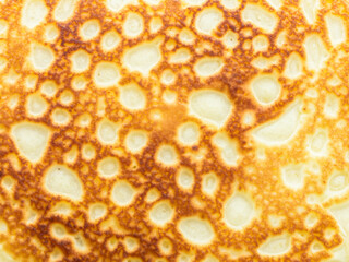 close up pancakes with sour cream.
