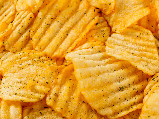 close up potato chips texture