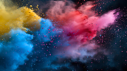 colored powder flying