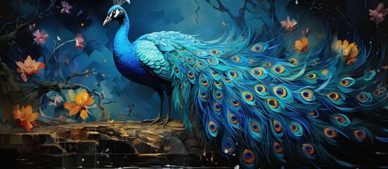 a magnificent peacock displaying its vibrant plumage