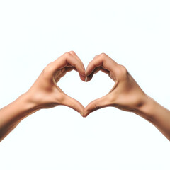 Hands showing a heart shape isolated on a white background.