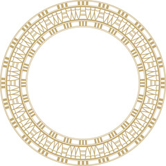 Vector golden round Egyptian ornament. Endless Circle, Ring of Ancient Egypt. Geometric African frame..