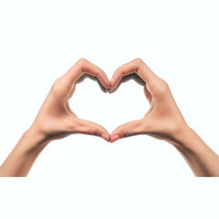 Hands showing a heart shape isolated on a white background.