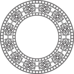 Vector monochrome black round Yakut ornament. Endless circle, border, frame of the northern peoples of the Far East.