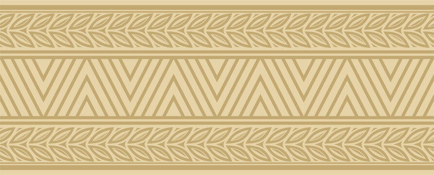 Vector golden seamless Yakut ornament. Endless border, frame of the northern peoples of the Far East.
