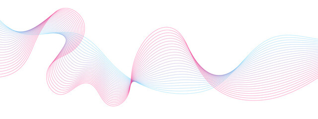 Vector blue and pink wavy ocean flowing dynamic lines isolated on transparent background. wavy ocean curve lines background. Design for banner, flyer, cover, technology, science, brochure, ocean.