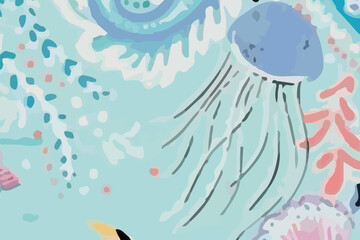 Watercolors and various flowers, marine creatures, and animals are beautiful