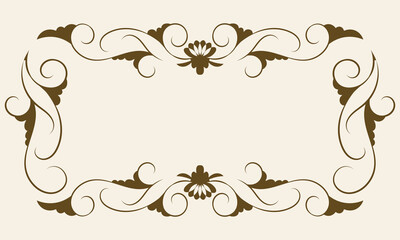 Calligraphic Decorative frame rectangular background with Ornamental design, vintage border frame. - Vector.
