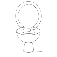 One continuous drawn single art line doodle sketch toilet