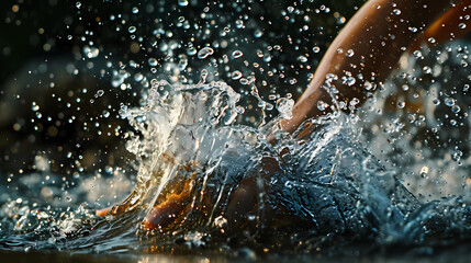 people playing with water - obrazy, fototapety, plakaty