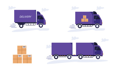 car delivery pick up vector set icon 