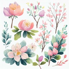 Spring pastel Blooming floral
