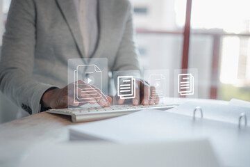 Fototapeta premium online documentation database and process automation to efficiently manage files Corporate business technology.