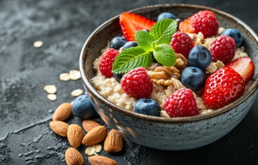 Oatmeal with berries and nuts 