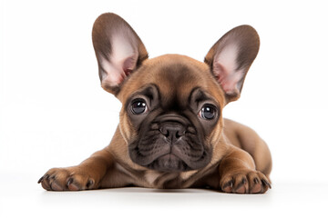 Cute french bulldog puppy on white background