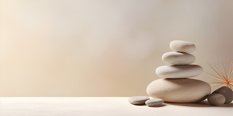 Spa stones on blurred background. Zen stones stacking.