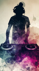 poster of Dj mixing on a deck for a flyer