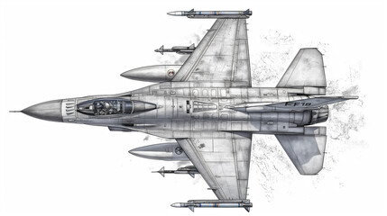 f16 simple schematic poster illustration