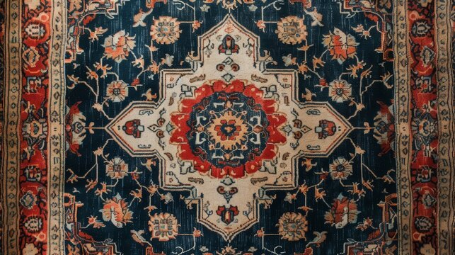 a beautiful vintage retro old colorful ancient carpet texture from above top view. cozy flat furniture. abstract pattern. wallpaper background. 