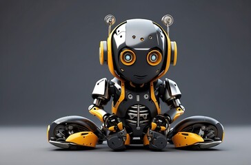 Fototapeta premium A Cute Motorcycle Parts Robot, Boasting Sporty Colors, Luxurious Elegance, and a Captivating Bokeh Portrait